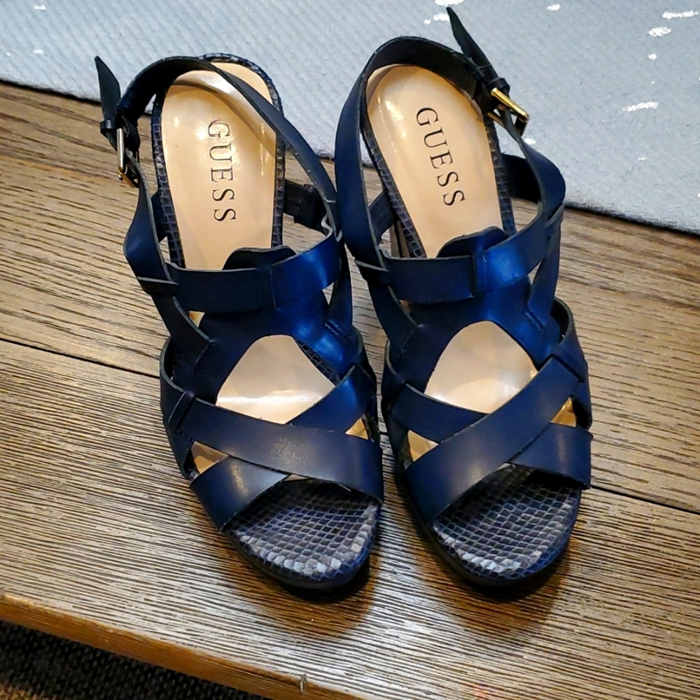 Navi blue Guess platform Sandals - Picture 1 of 9